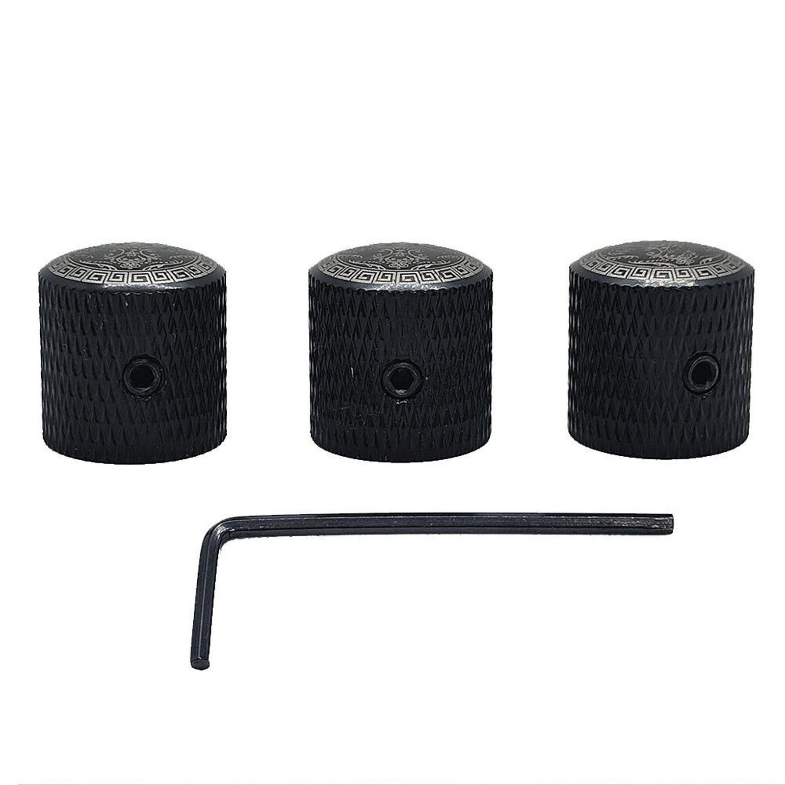 3Pack Metal Electric Guitar Volume Tone Control Dome Knobs Potentiometer Caps j
