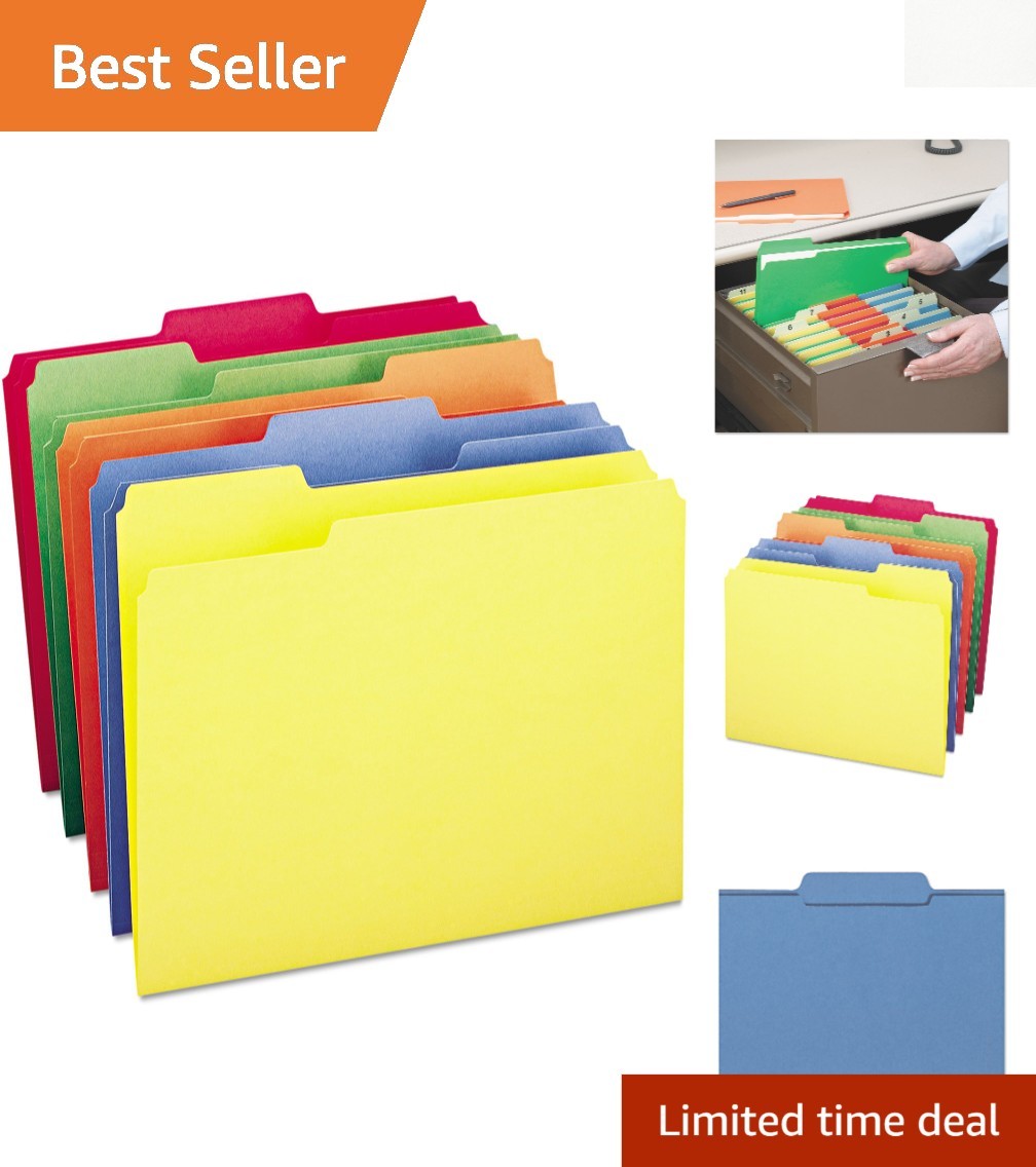 Durable 10% Recycled File Folders, Assorted Primary Colors - Efficient Filing