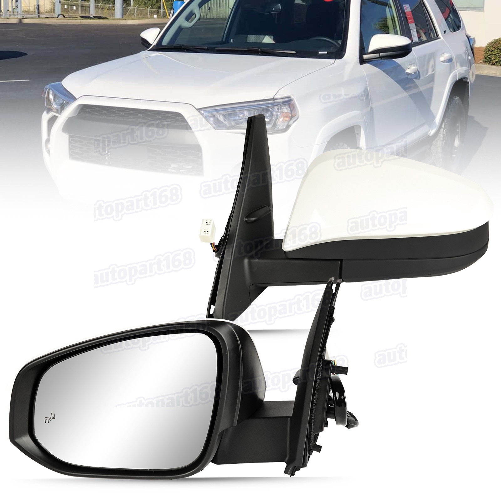 Left Mirror W/ Heated Blind Spot 7 Pins Pearl White For Toyota 4RUNNER 2023-2026