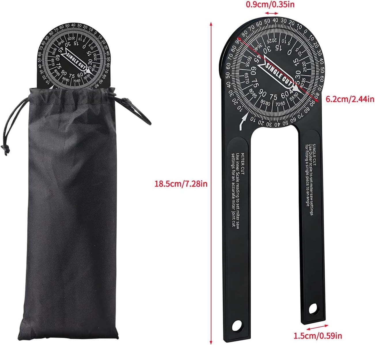 7-Inch Aluminum Miter Saw Protractor Angle Finder - Measuring Tool with Multi...
