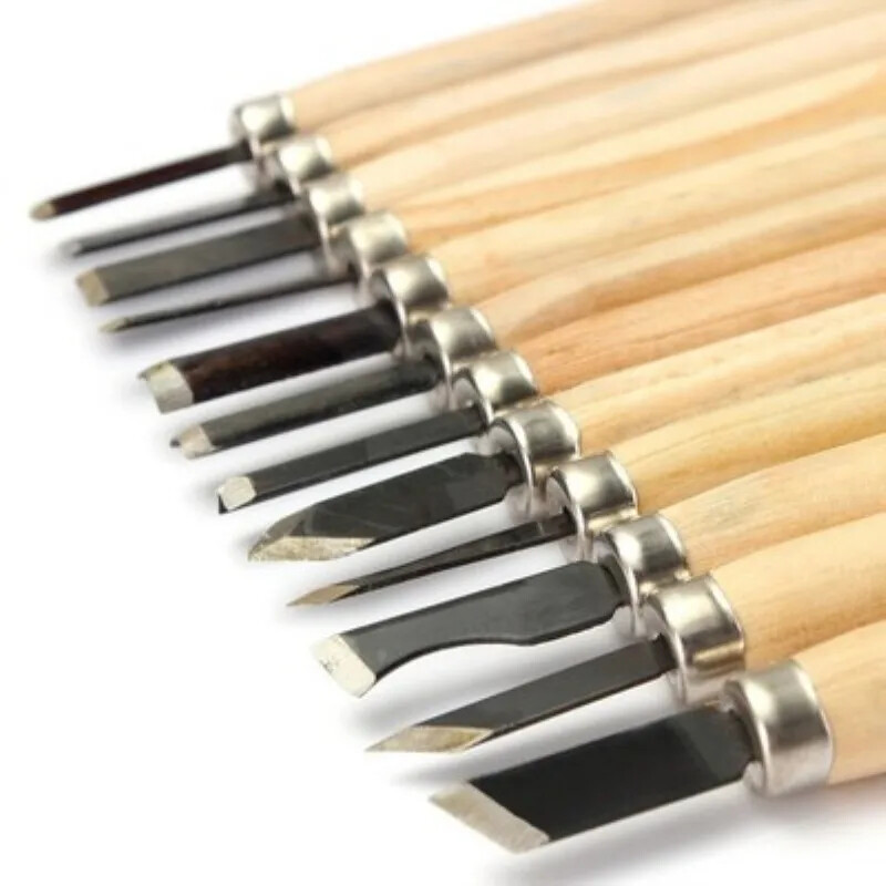 12pcs Professional Wood Carving Chisel Knife Hand Tool Set Carving Woodworkers