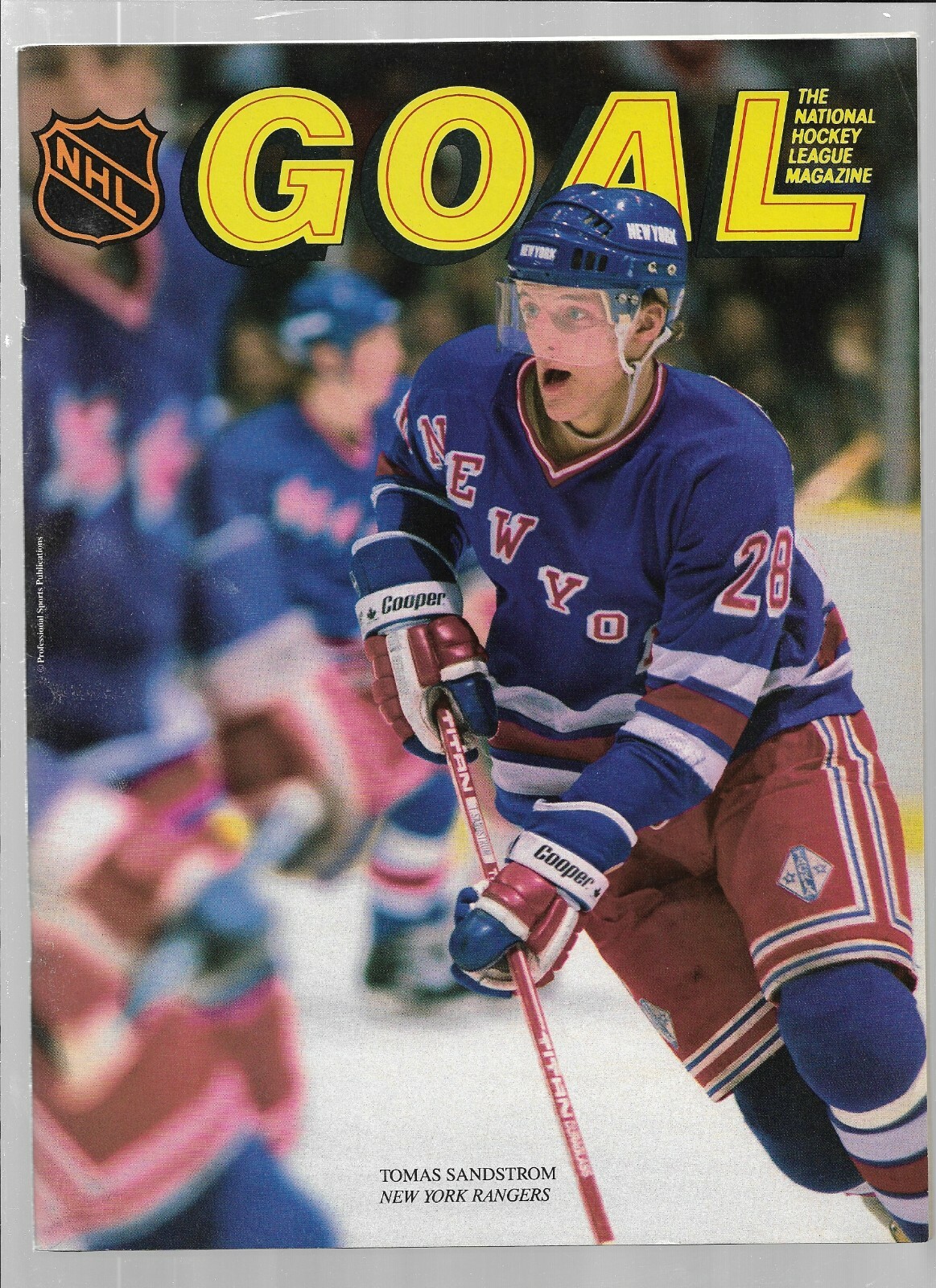 1988 Capitals vs Rangers Hockey Goal Program----Tomas Sandstrom VG