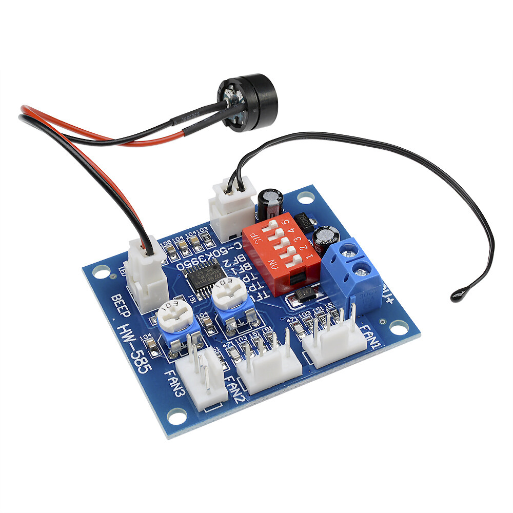 12V PWM PC CPU Fan Temperature Control Speed Controller Module High-Temp Alarm