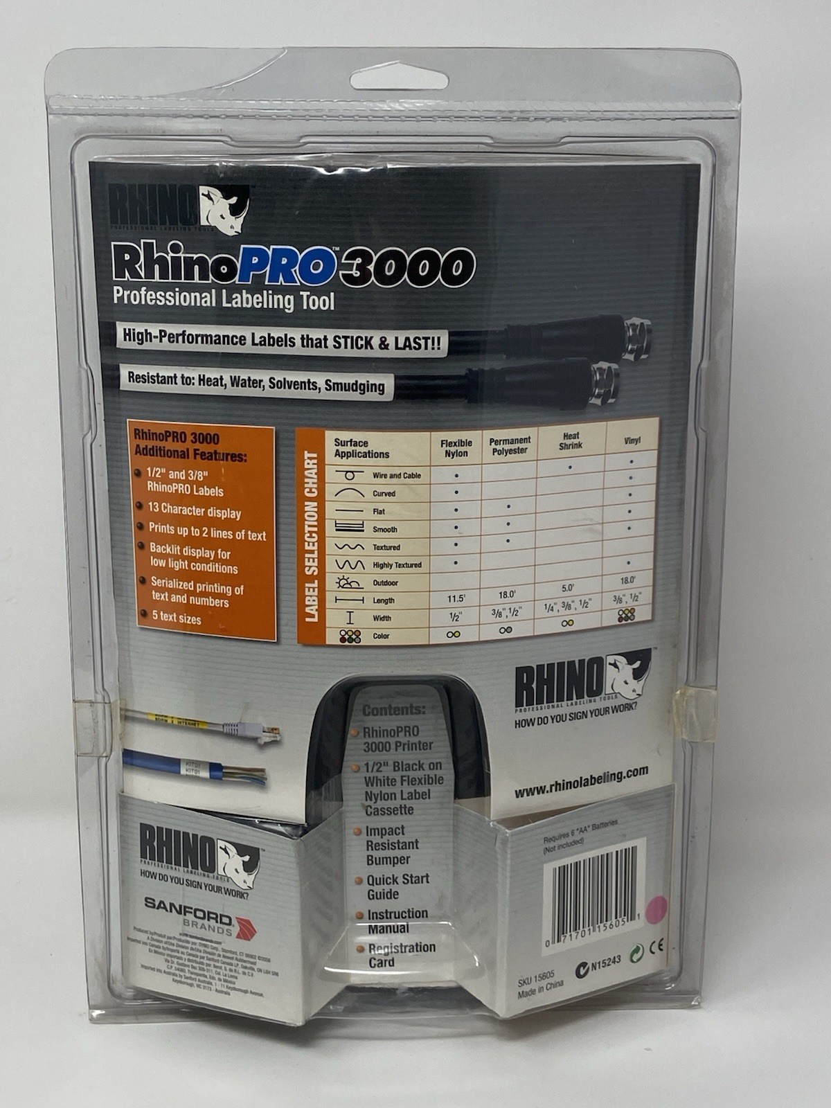 Dymo Rhino Pro 3000 Professional Label Maker High Performance Labeling Tool NEW