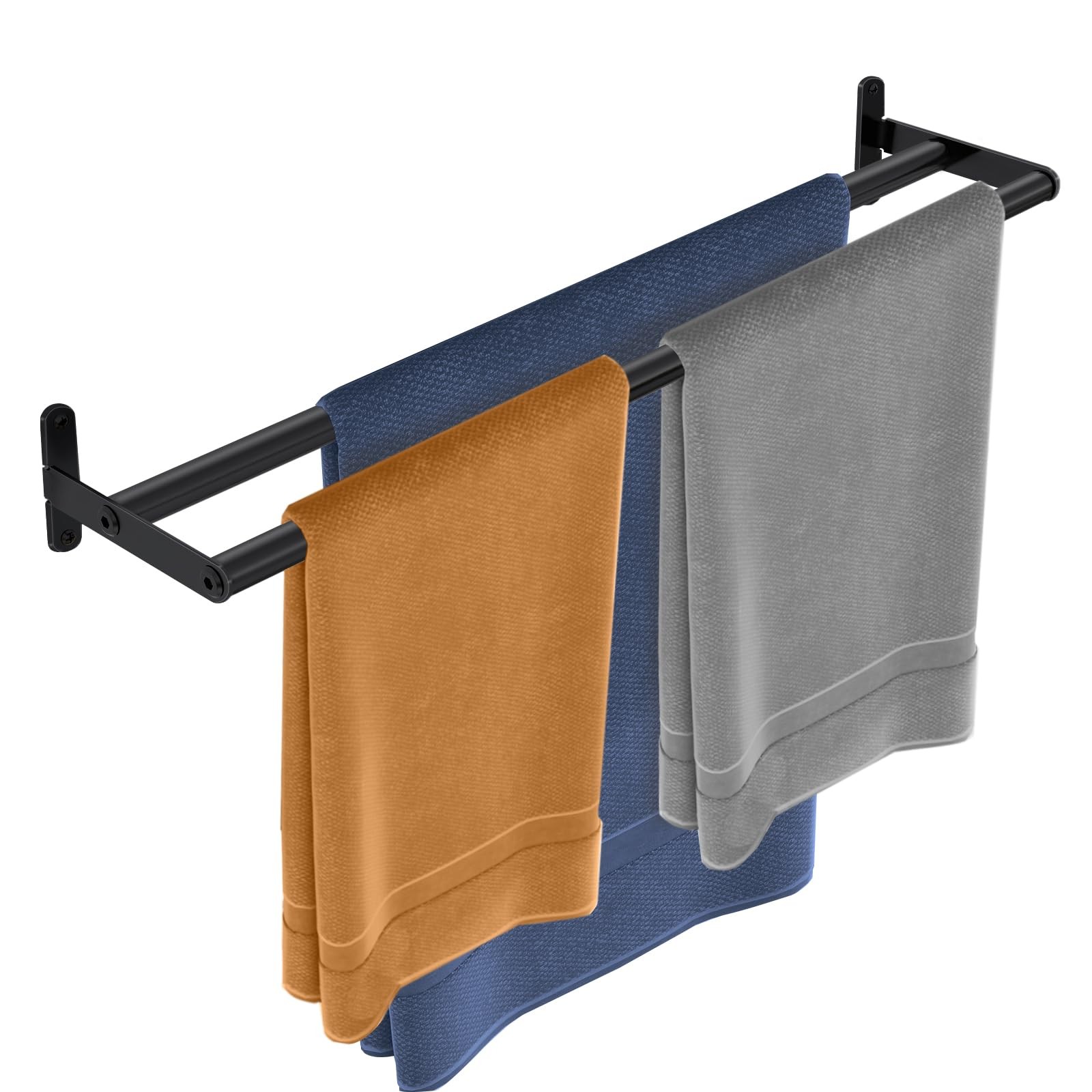 XEENEW Double Towel Bar, 24 Inch Racks for 24 Inch, Matte Black