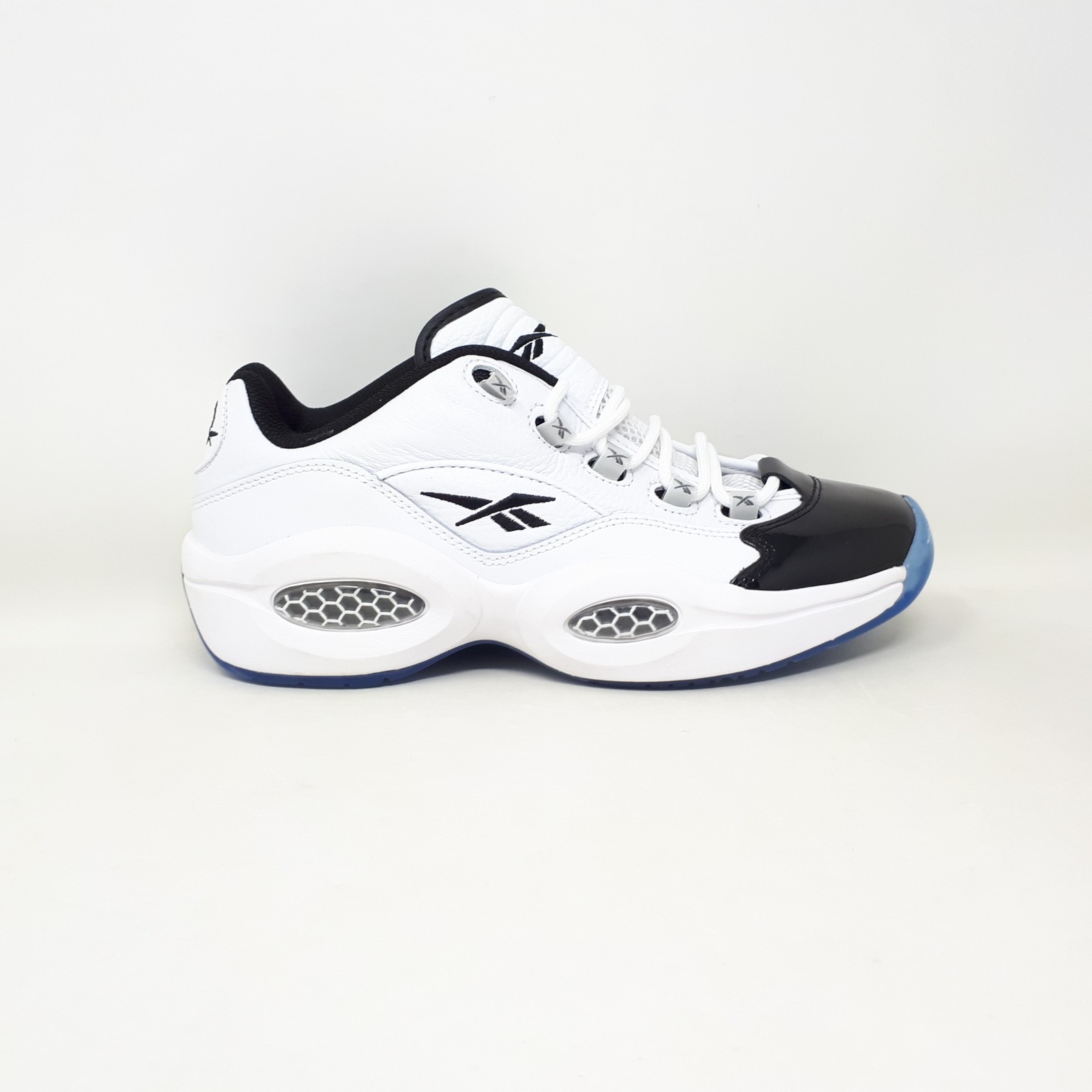 Reebok Question Low Patent Black Toe White Allen Iverson GW8863 Shoe Mens Size 8