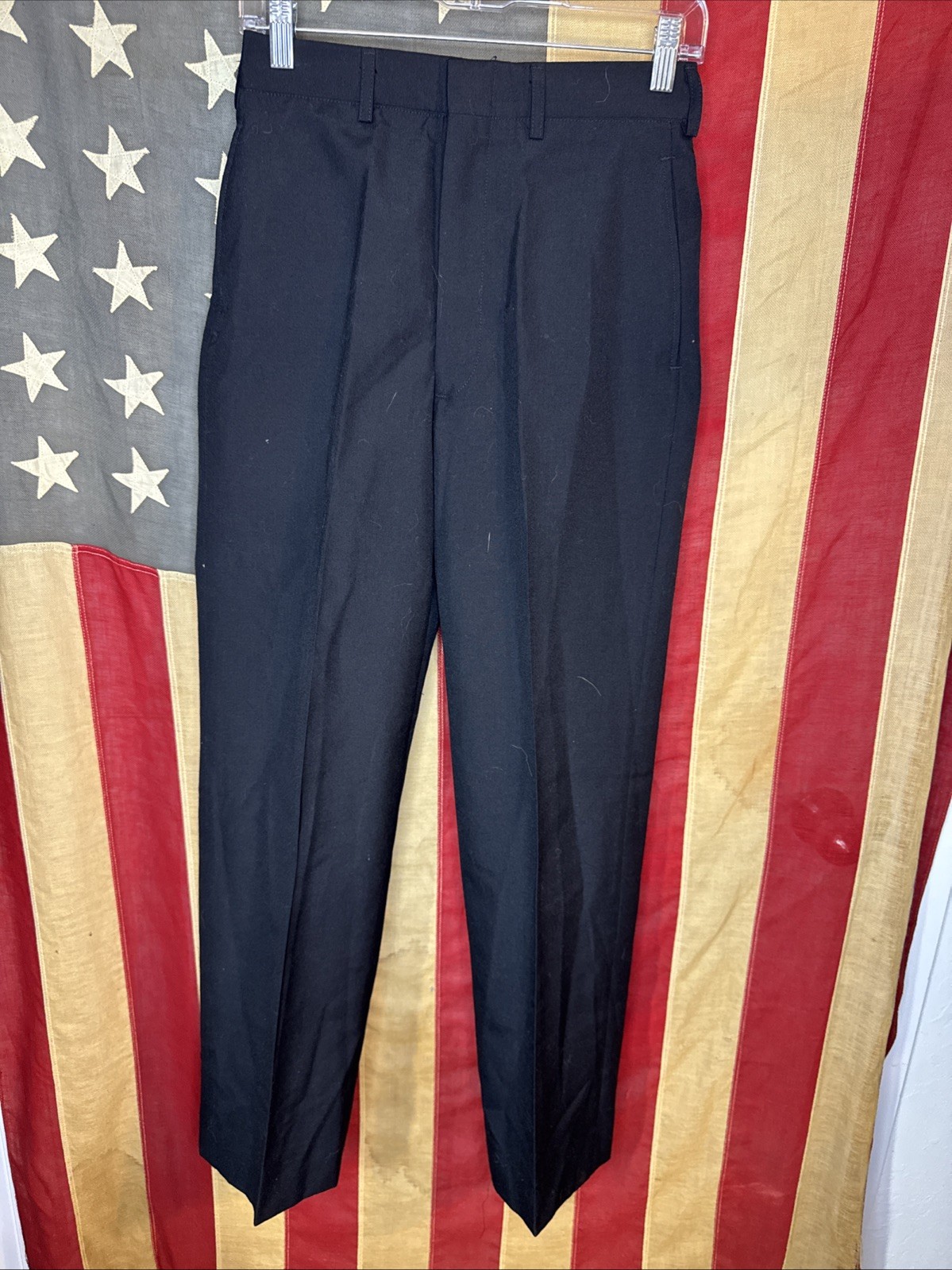 US Navy Dress Pants 28x31 Service P/W Military Uniform SU Black Trousers D366