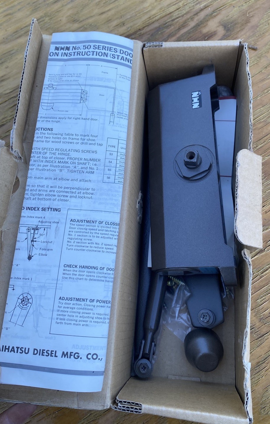 Vtg NHN 50Series Commercial Heavy Duty DOOR CLOSER Bronze Open Box Type 53