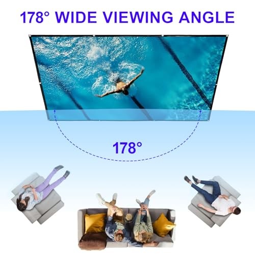 4K Projector Screen, 16:9 HD Foldable Portable Double Sided Anti 100"16:9