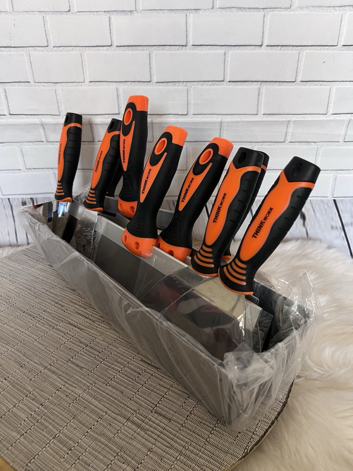 THINKWORK Drywall Knife Set, 10Pcs Drywall Tools Includes Mud Pan
