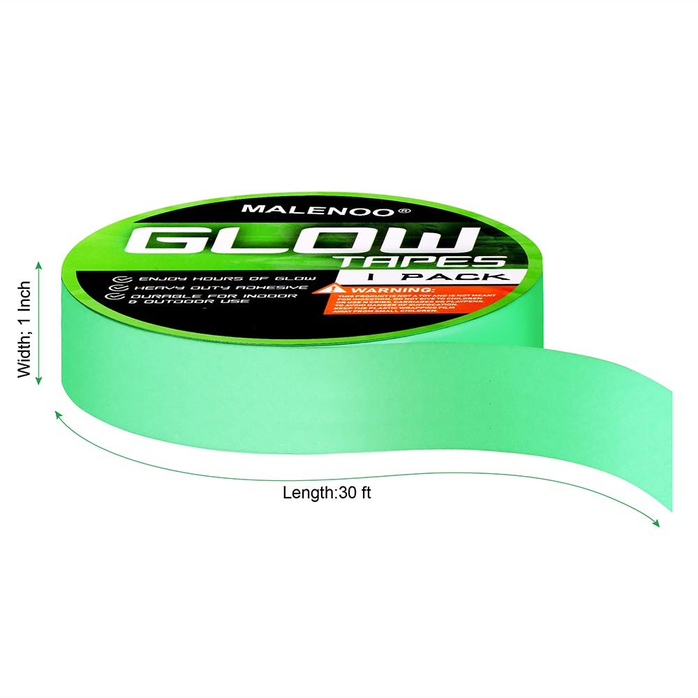MALENOO 1 Inch x 30FT Glow in The Dark Tape Lasting 1 x 30 Ft, Green
