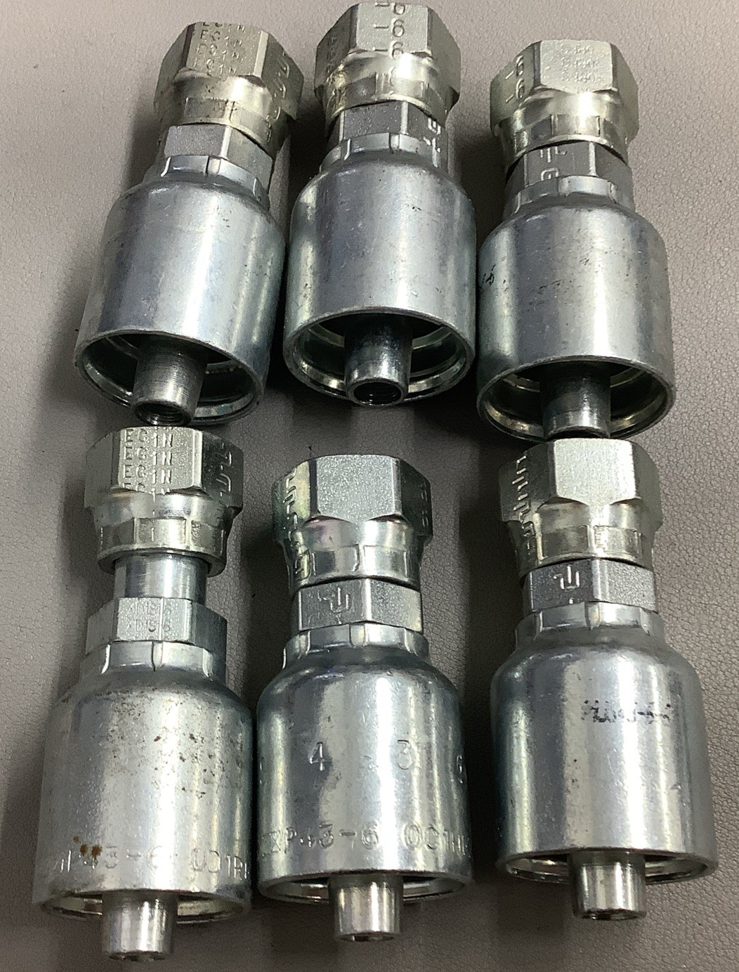 Lot of 6 Parker 6 ORFS x 3/8 Hose Steel Hydraulic Crimp Fitting 1JS43-6-6 (b144)