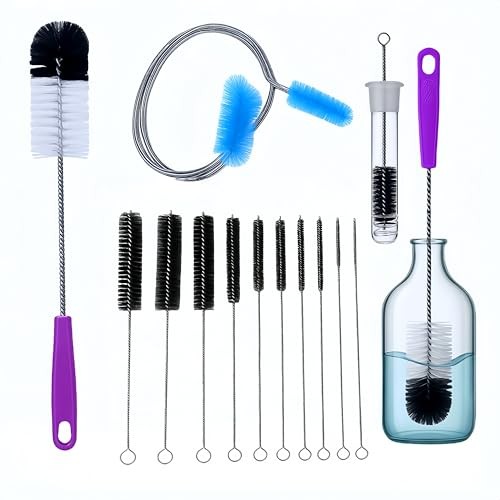 12 Pcs Tube and Bottle Cleaning Brush Set – 35" Flexible Hose Brush, 17" Extra