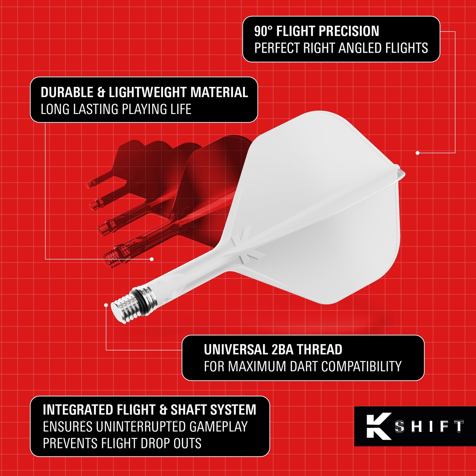 Target Darts K-SHIFT FLIGHT NO2 Stone Darts White 33mm