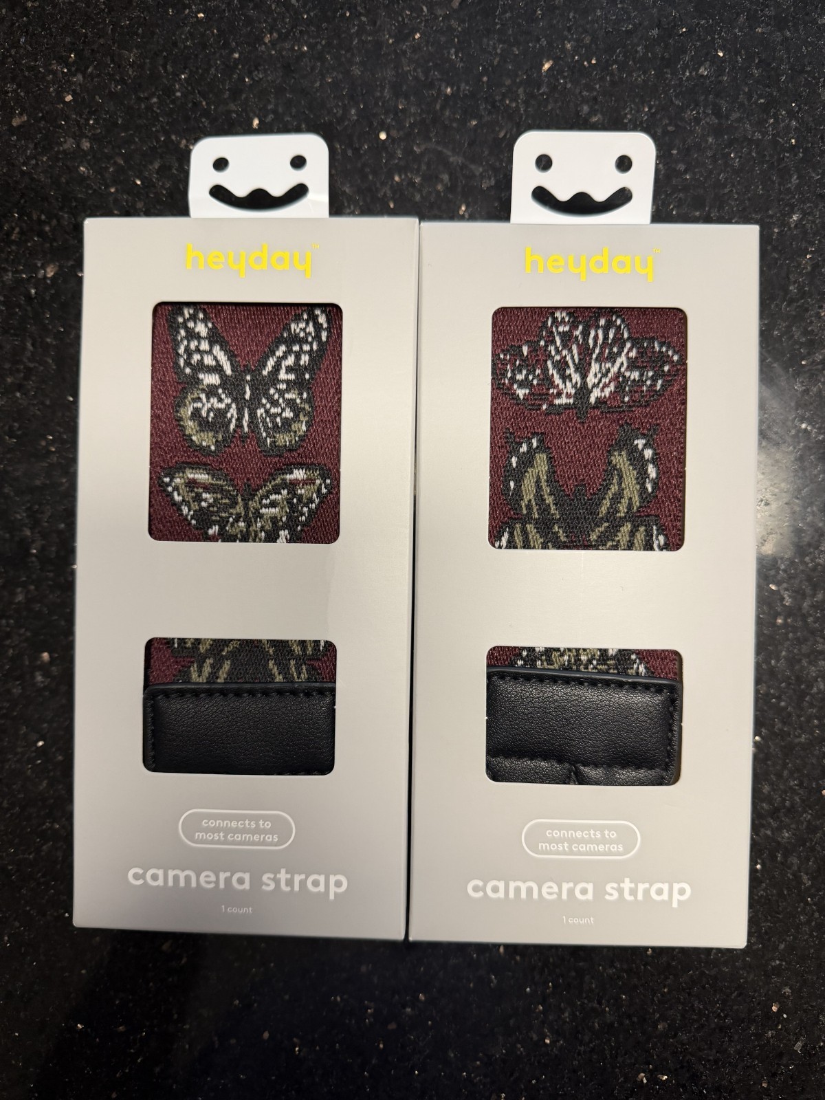 LOT OF 2 - Heyday Camera Strap - Dark Purple Butterfly Pattern – Adjustable NEW