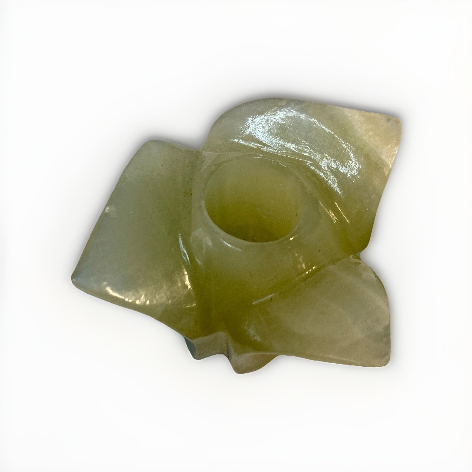 2 Rose Shaped Marble Candle Holders Slag