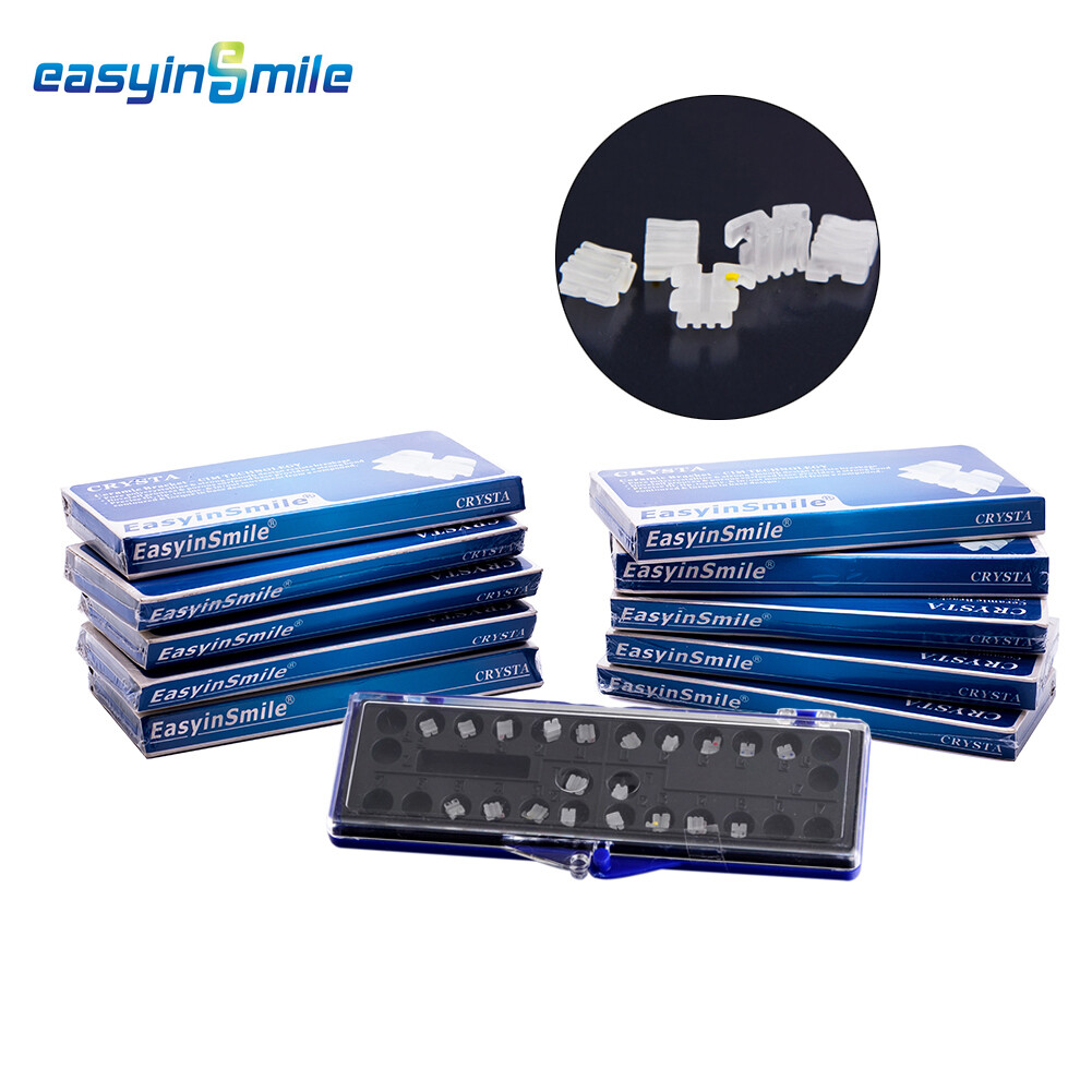 10Packs EASYINSMILE Dental Ceramic Brackets Clear Brace Roth 022 3 4 5W/hook
