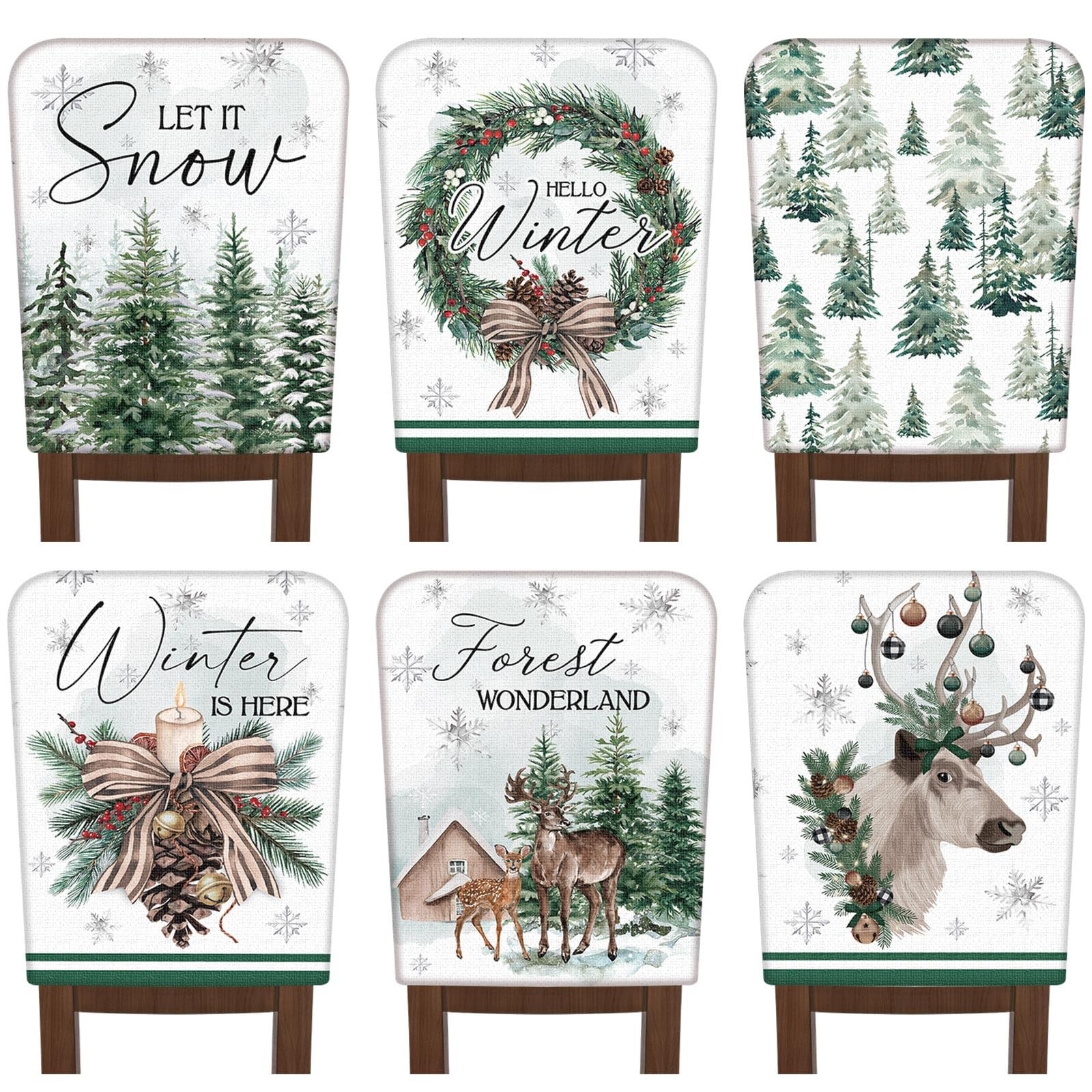 FuWeave 6 Pcs Winter Wonderland about 20 x 24 inches/ 50 x 60 cm, As Picture