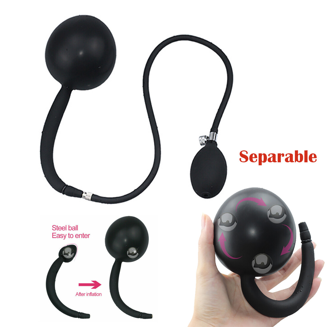 Silicon Inflatable Ball Dilator Expander Plug Extreme Chastity Device for Couple
