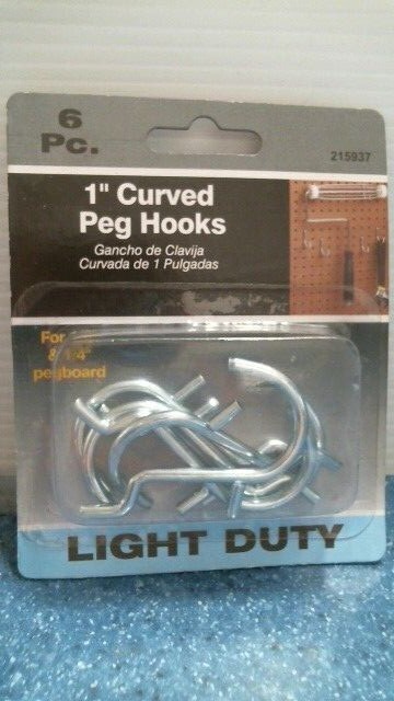 Do It Best 1" Curved Peg Hooks Light Duty 6 pack  (215937)  FS