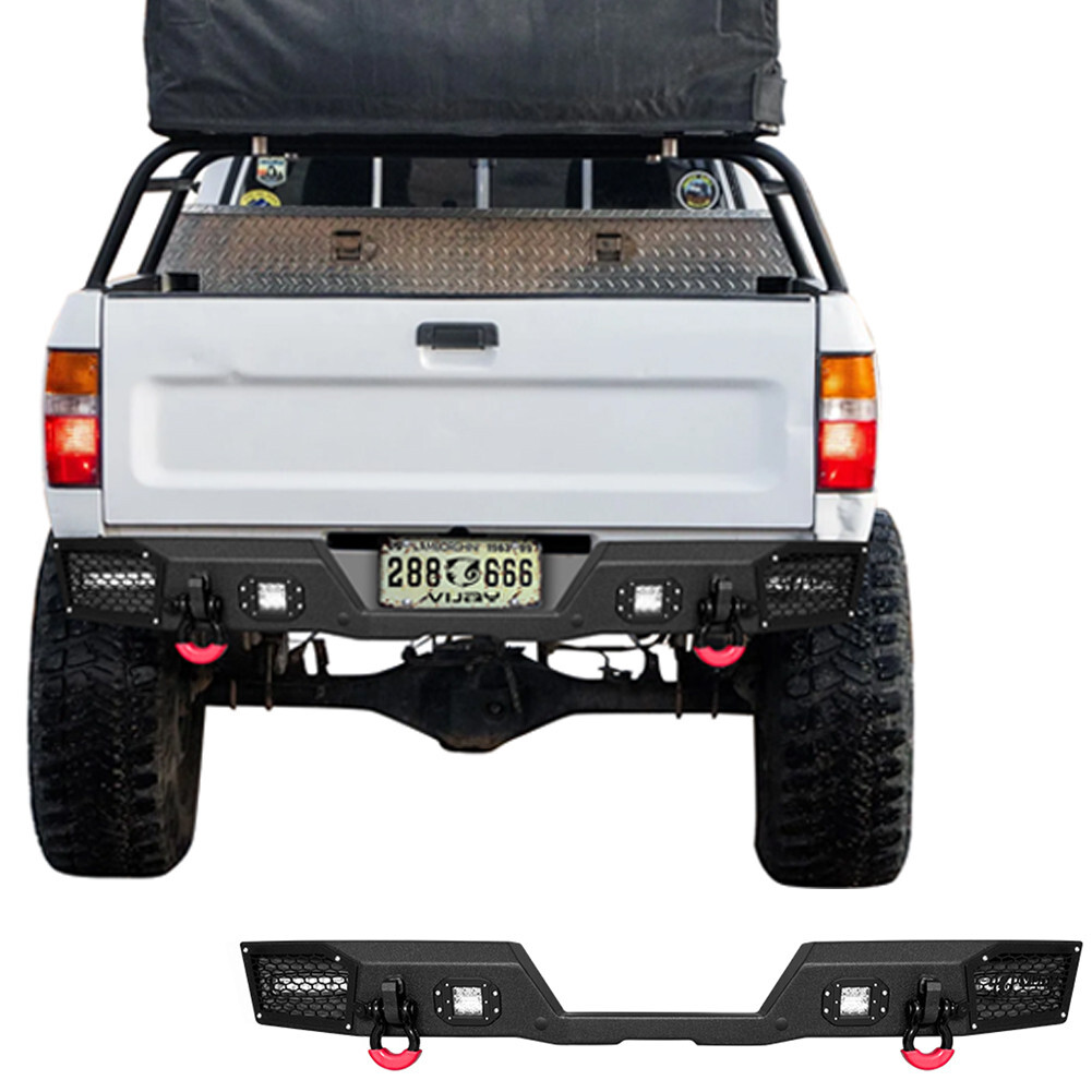 Vijay Steel Rear Bumper Fits 1989-1995 Toyota Pickup W/LED Lights&D-Rings