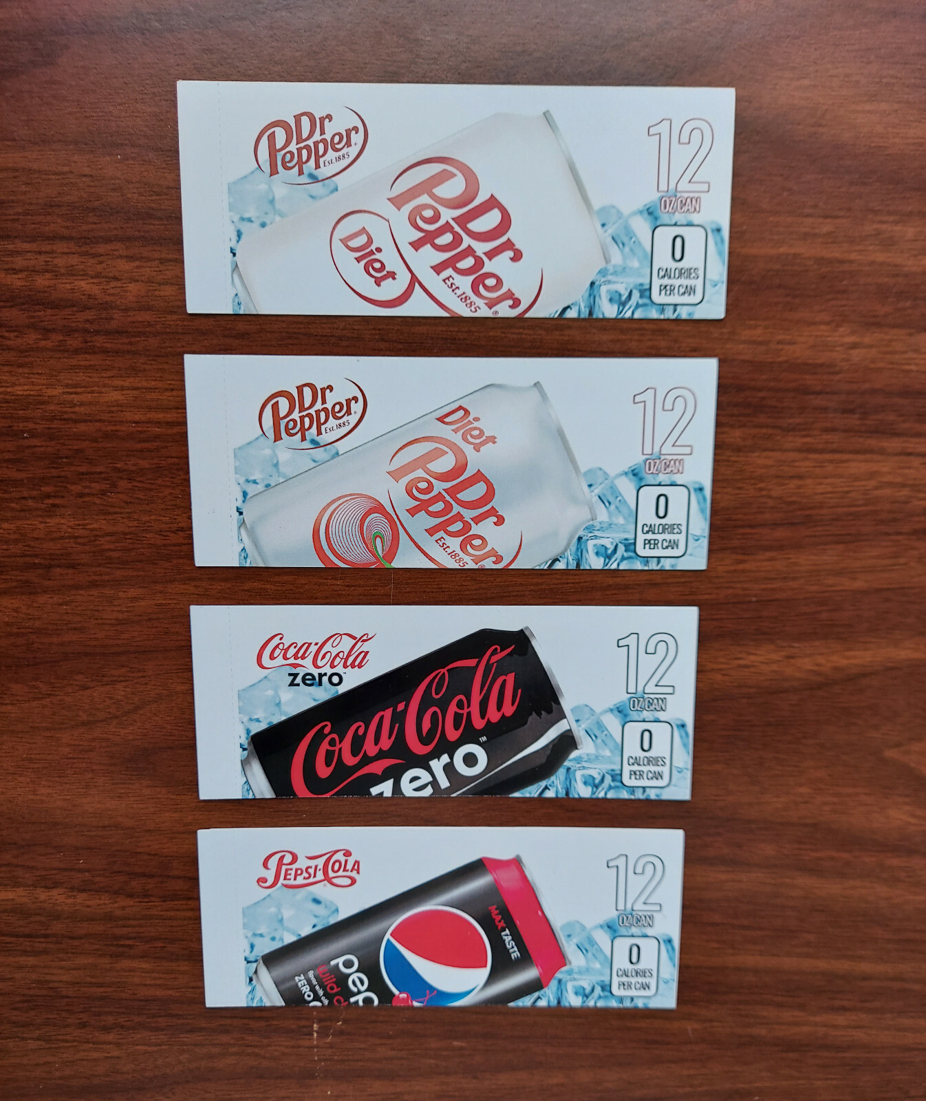 (4) "VINTAGE" SODA VENDING MACHINE 12 oz "CAN"  Vend Labels (Flavor Strips)