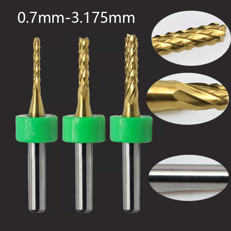 10pc Corn PCB Milling Cutter With Positioning Ring TIN Coating Engraving/PVC/CNC