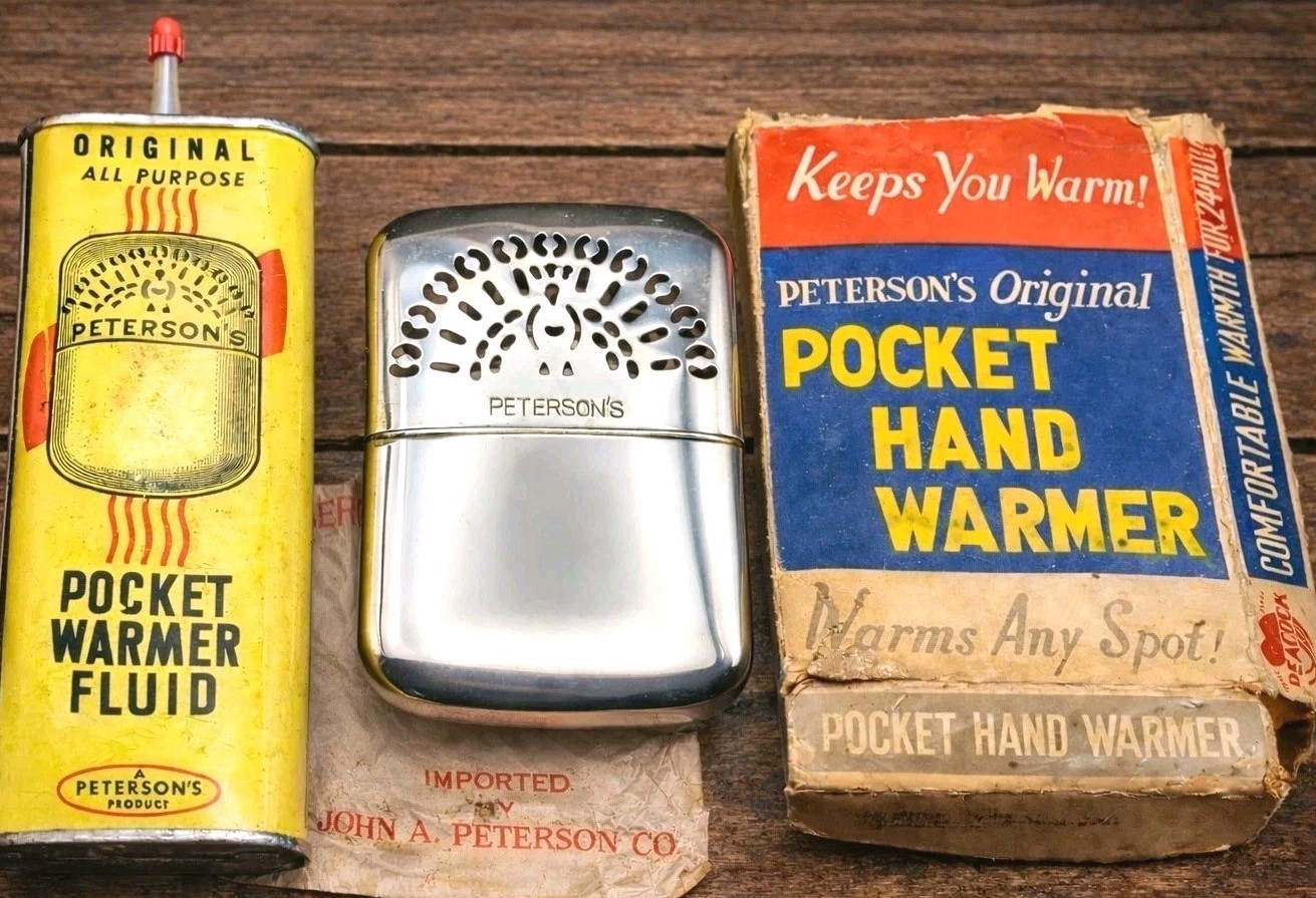New Vintage Old Stock Peterson’s  Pocket Hand Warmer Japan NEW  Hunting Fishing
