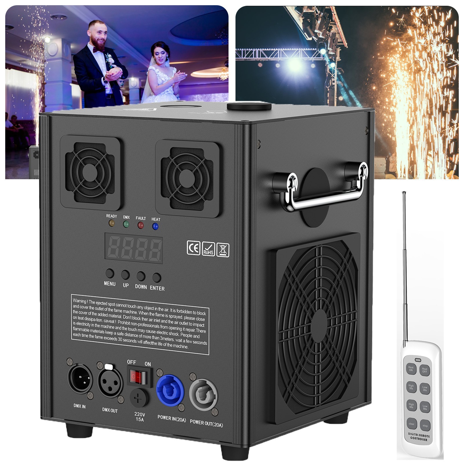Cold Spark Machine w/Remote DMX Stage Special Effect Wedding Show DJ Event Xmas
