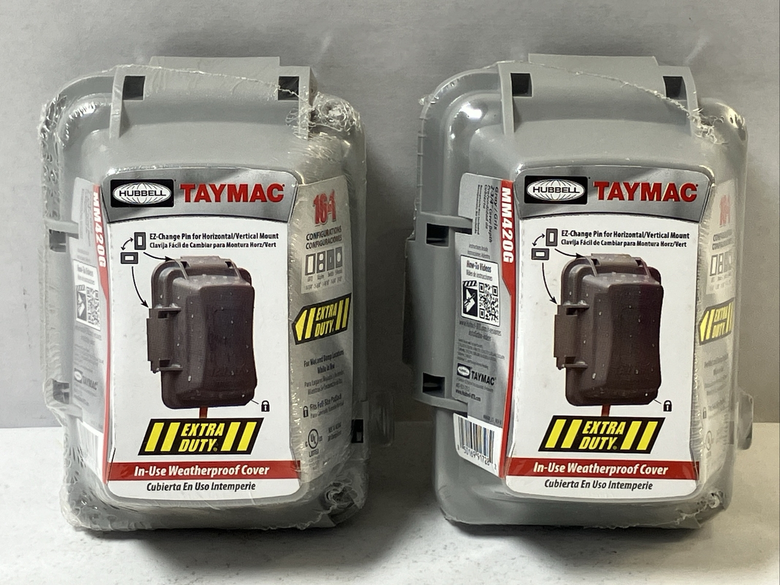 Lot of (2) TayMac MM420G Non-Metallic 1-Gang Extra Duty Weatherproof Cover Gray