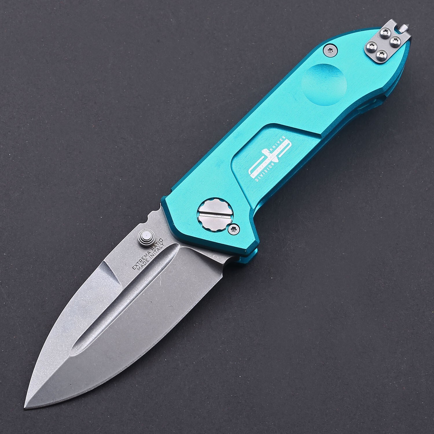 Green Aluminum Italy  Spear Point Stainless Steel Blade Tactical Pocket Knife