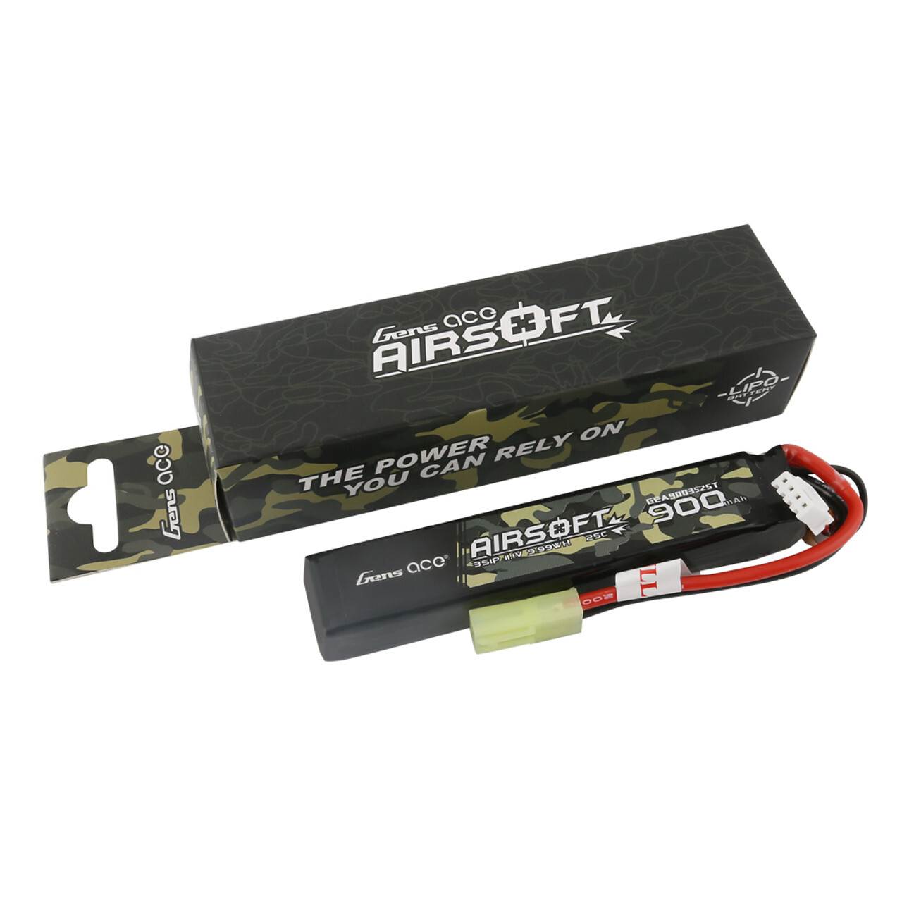 Gens Ace 900mAh 11.1V 25C Airsoft 3S Battery Tamiya For CM16 SCAR AR15 LE STOCK
