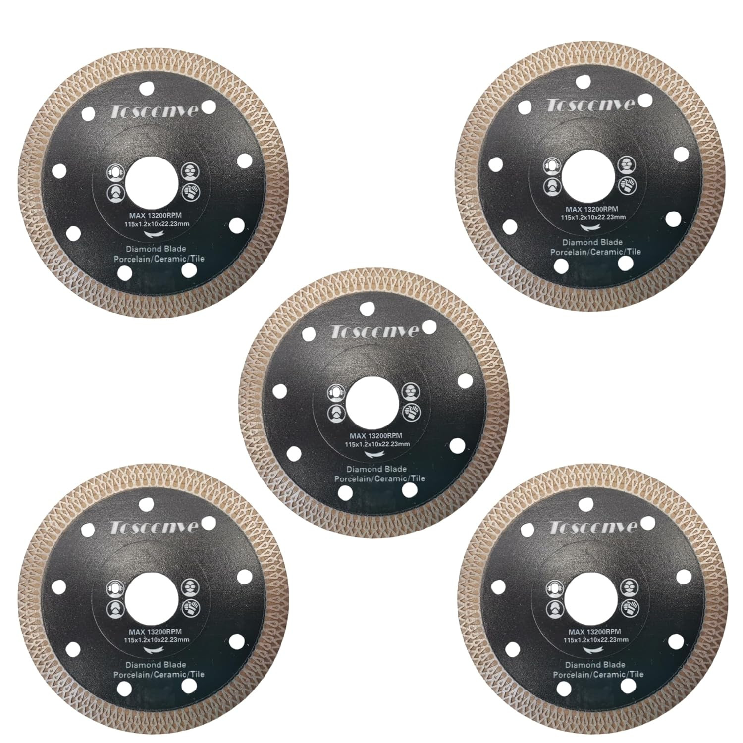 5Pcs Diamond Saw Blades, 4-1/2" Tile Cutting Blade for Angle Grinder, 4.5" Super