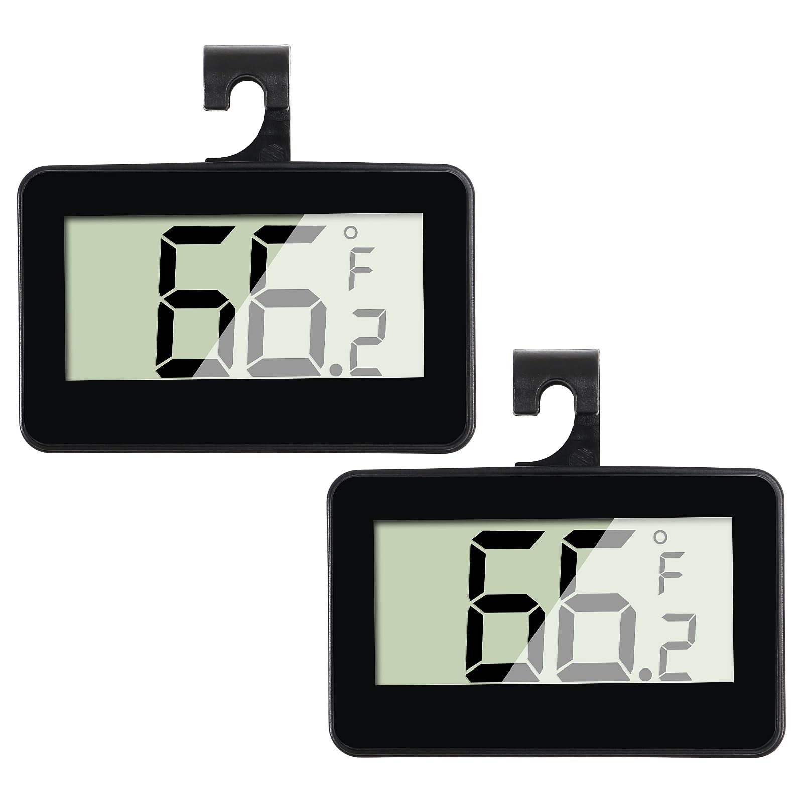 2Pcs Digital Refrigerator Fridge Thermometer Mini Freezer Black