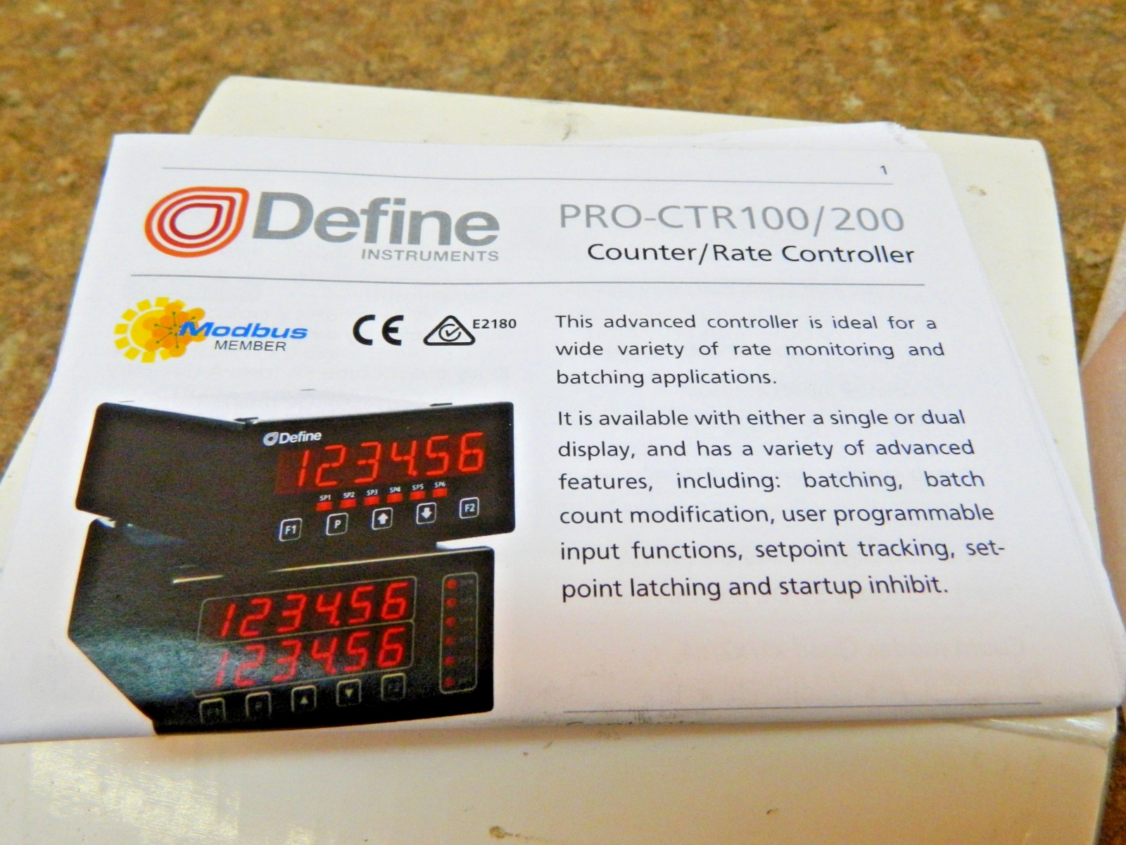 DEFINE INSTERMENTS PRO-CTR200-LV Counter/Rate Batching Controller Low Voltage