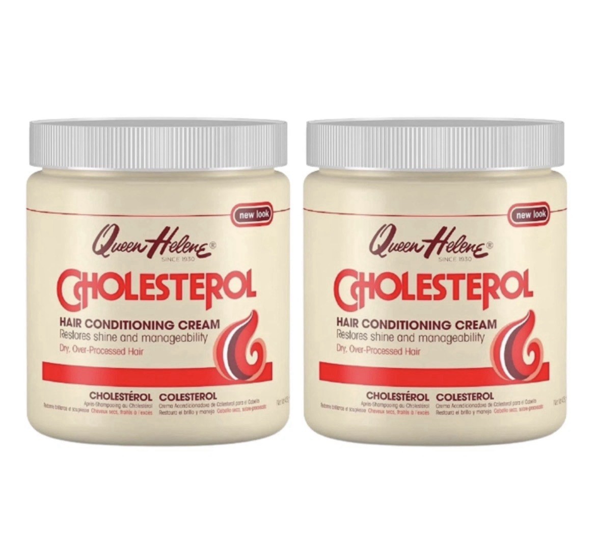 LOT Of 2 Queen Helene Cholesterol Hair Conditioning Cream For Dry Hair- 15.2oz