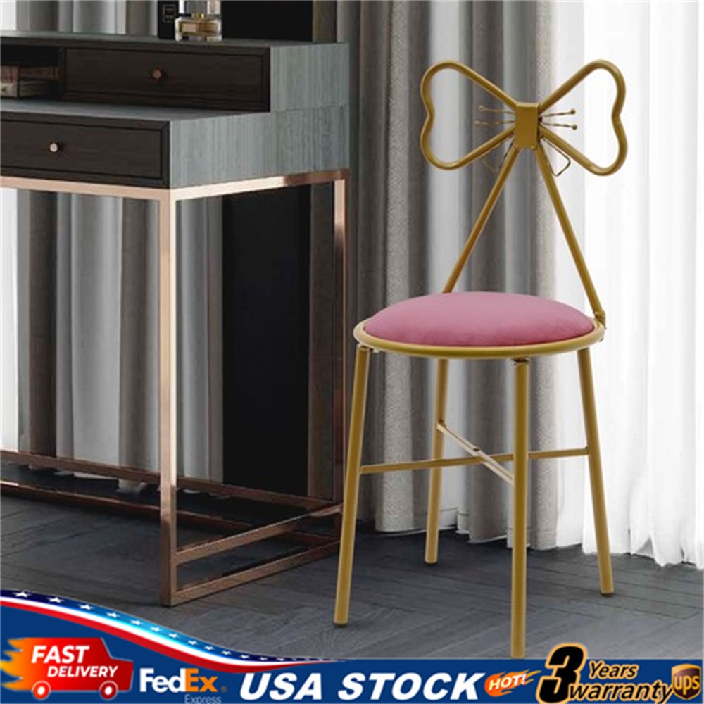 Butterfly Backrest Chair Vanity Stool Pink Velvet Stool Chair Makeup Chair