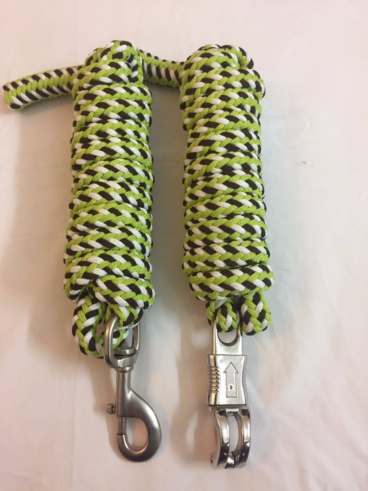Western Set of 2 Nylon Braided and Knotted Horse Leads with Steel Snaps