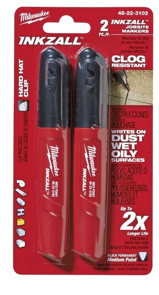 Milwaukee 48-22-3102 INKZALL Black Medium Point Marker (2 PK)