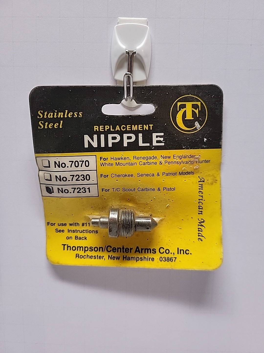 THOMPSON CENTER T/C NIPPLE #7231 FOR SCOUT CARBINE & PISTOL STAINLESS STEEL NOS