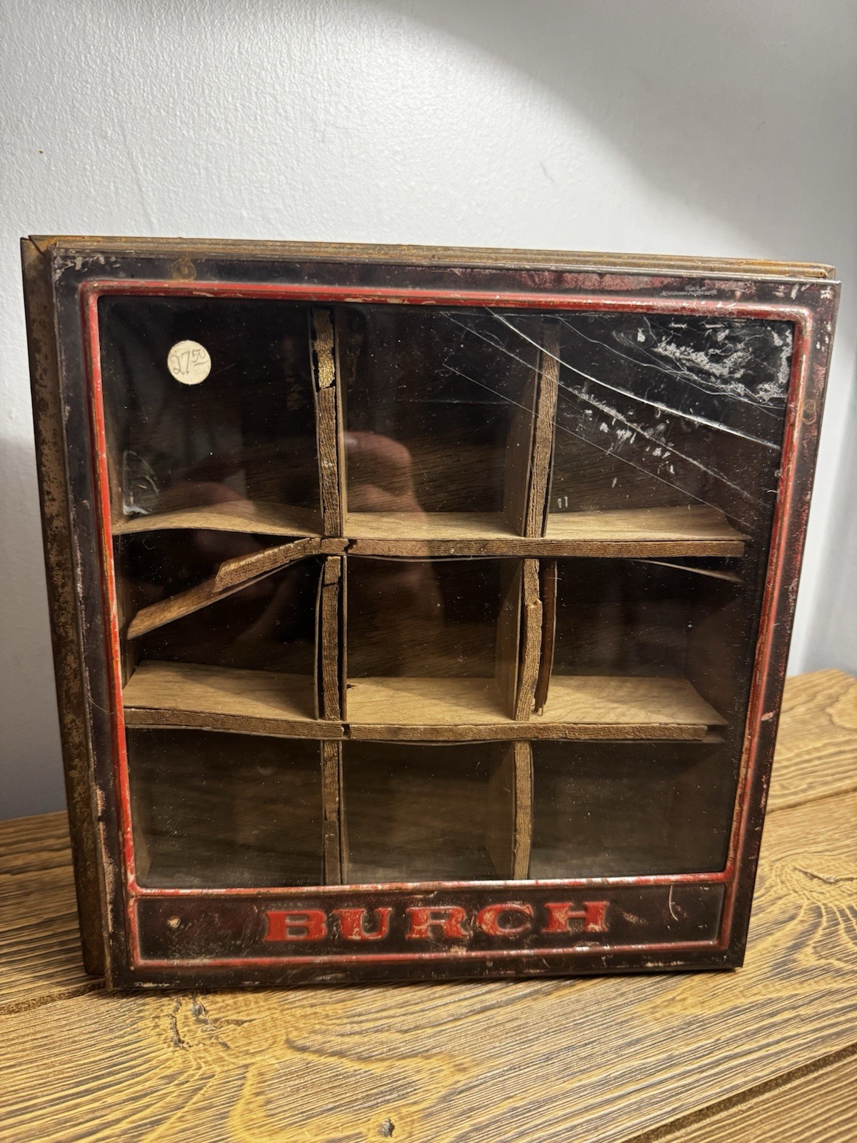 Vintage Burch Metal Glass Parts Display Cabinet Hardware Bin Organizer