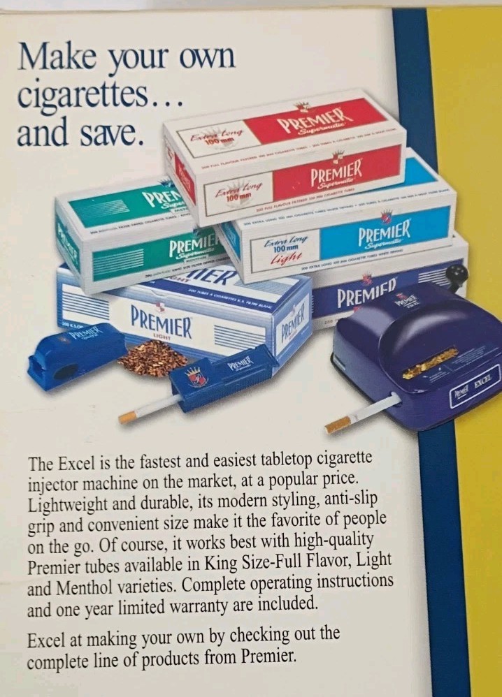 PREMIER Supermatic EXCEL Cigarette Rolling Machine Roller Maker KING COMPLETE