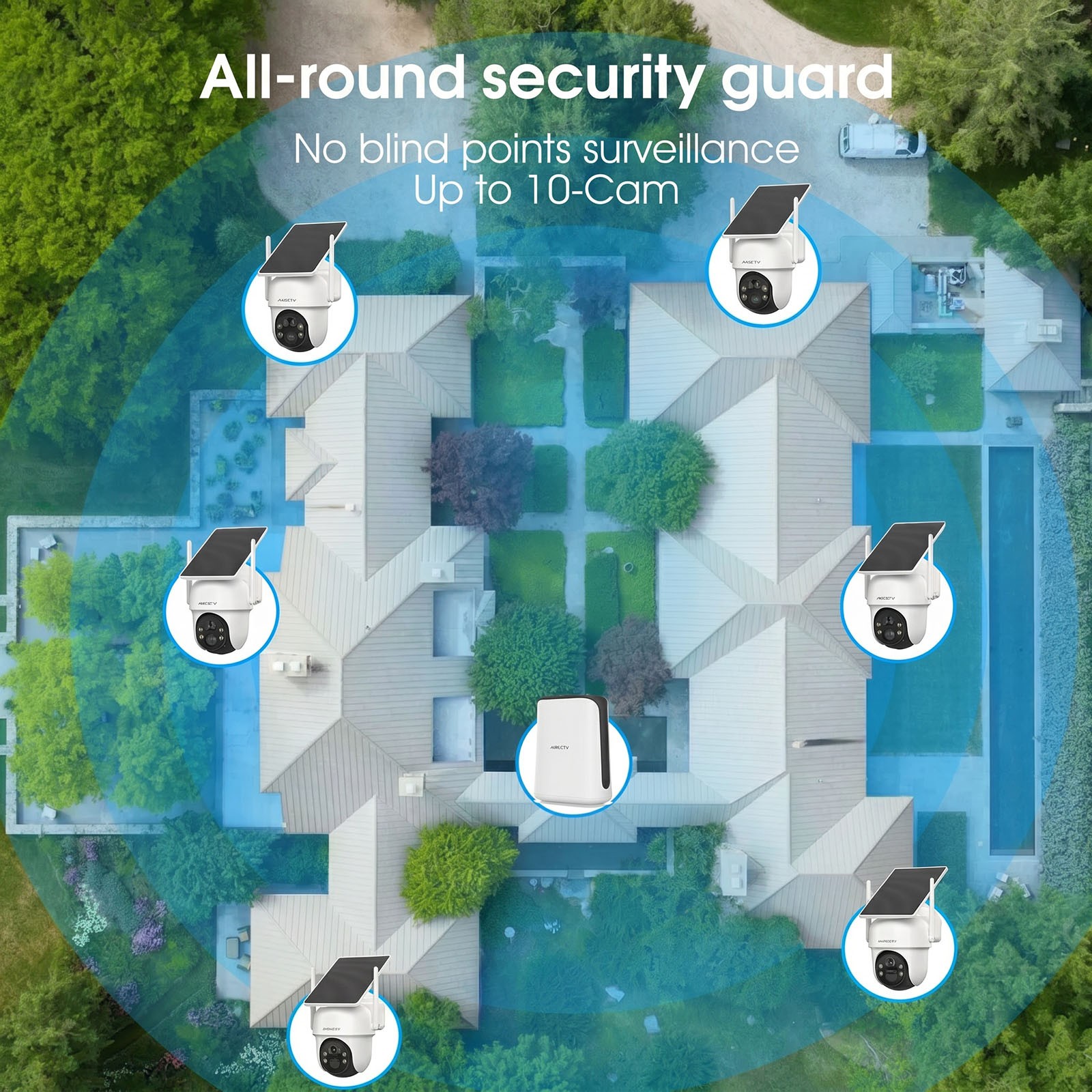 Wireless PTZ Security Camera System with Solar Panel 10CH NVR Smart Night Vision