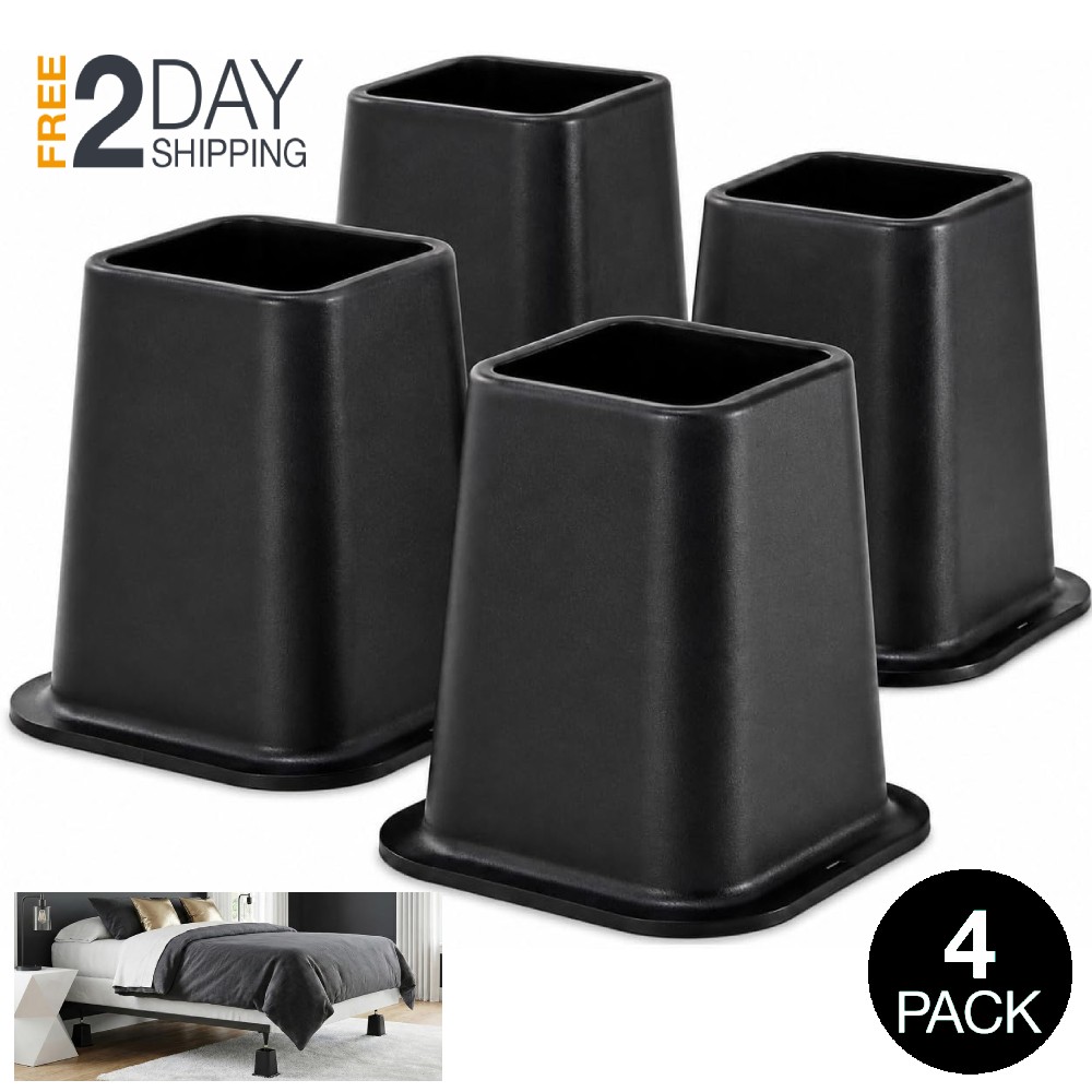 Bed Risers 6 Inch Heavy Duty Furniture Under Bed Storage For Twin XL Dorm 4 Pack
