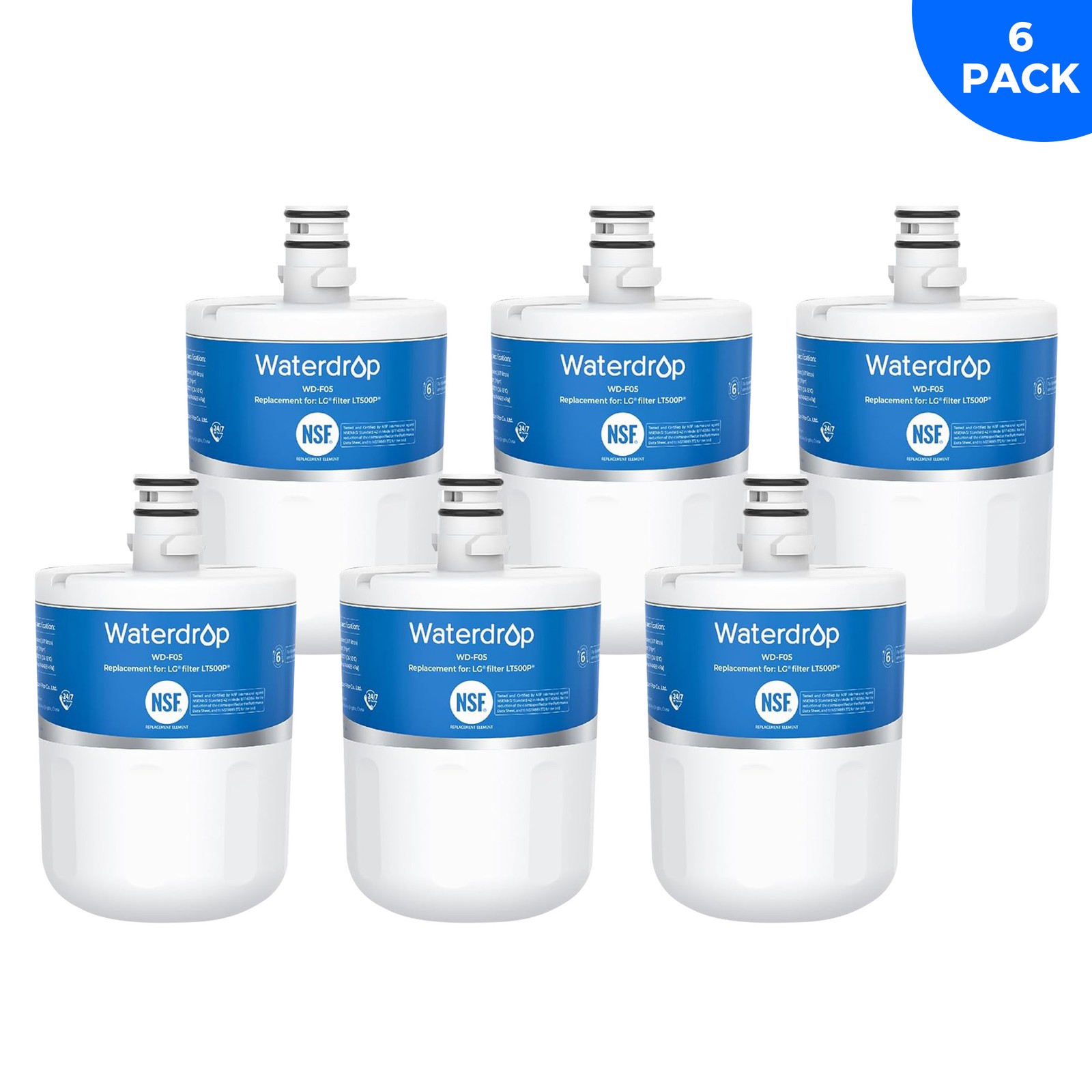 Waterdrop 5231JA2002A Refrigerator Water Filter, Replacement for LG® LT500P®(6)