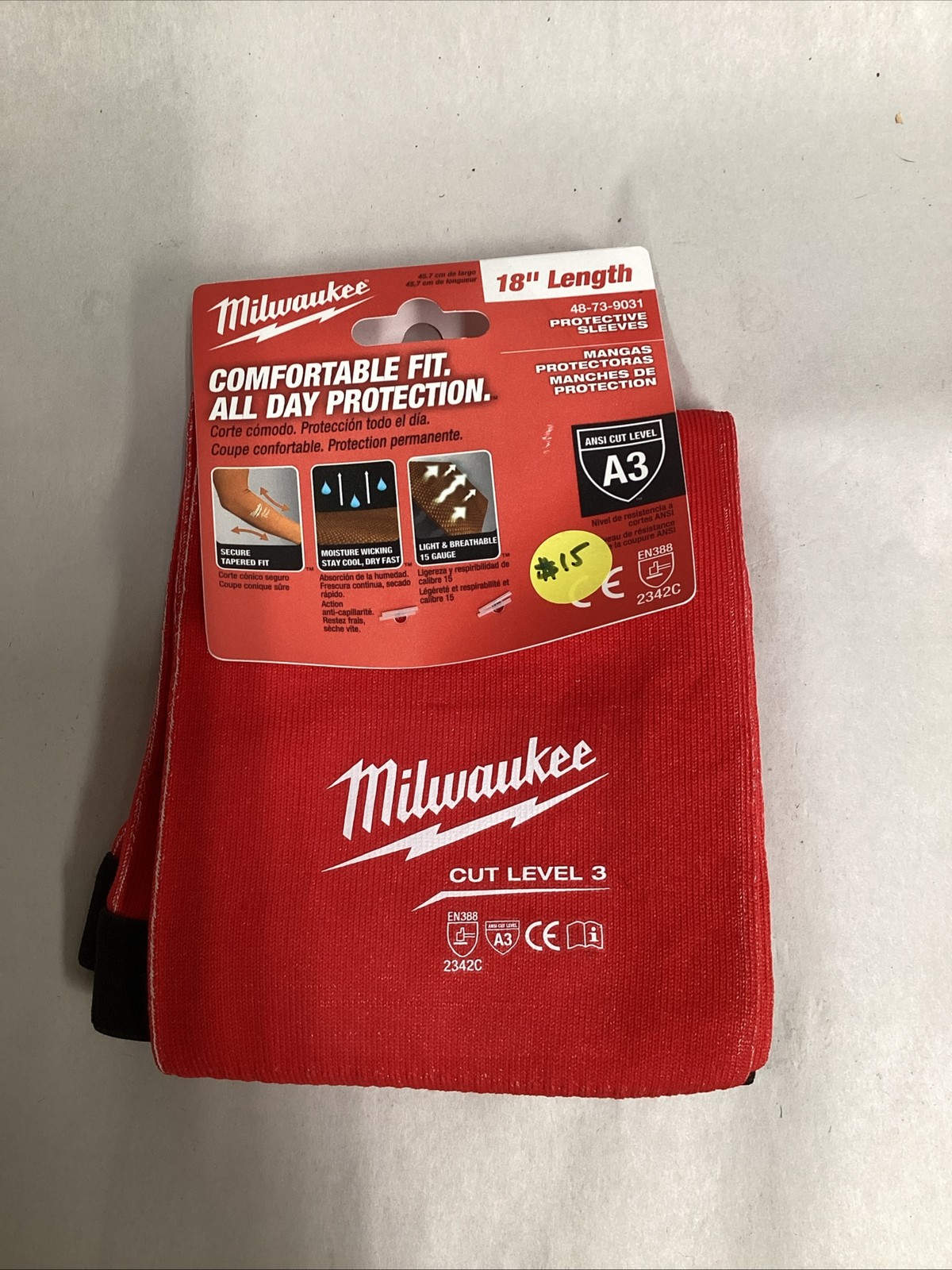 Milwaukee 48-73-9031 18" Cut Level 3 Protective Sleeve 1 Pair