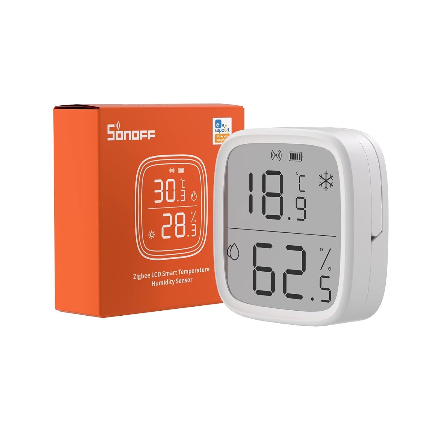 2 Pack SONOFF SNZB-02D Wireless Zigbee 3.0 LCD Smart Temperature Humidity Sensor