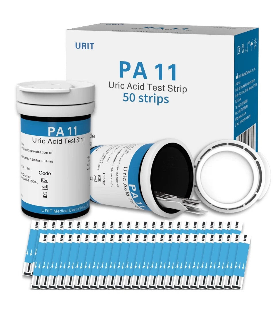 URIT PA-11 Uric Acid Test Kit - 50 Strips & Lancets for Home Health Monitoring