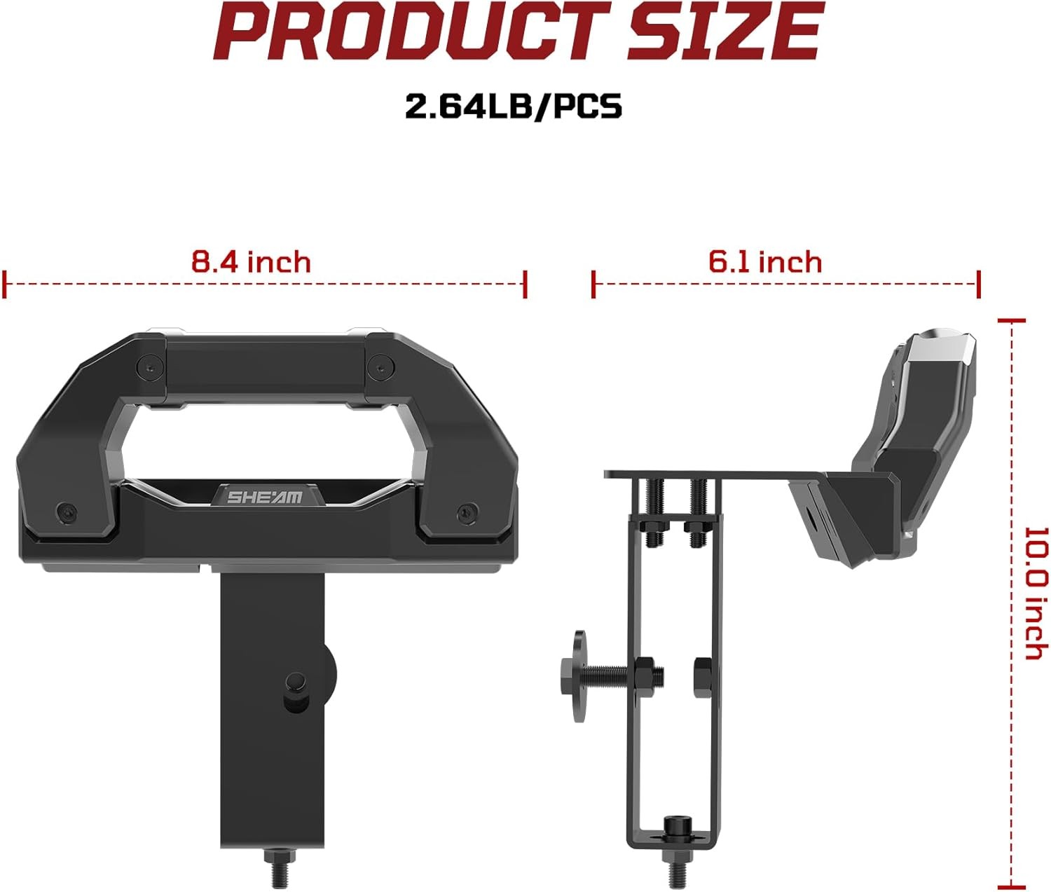Heavy Duty Pickup Truck Bed Handle - Drive side, Black