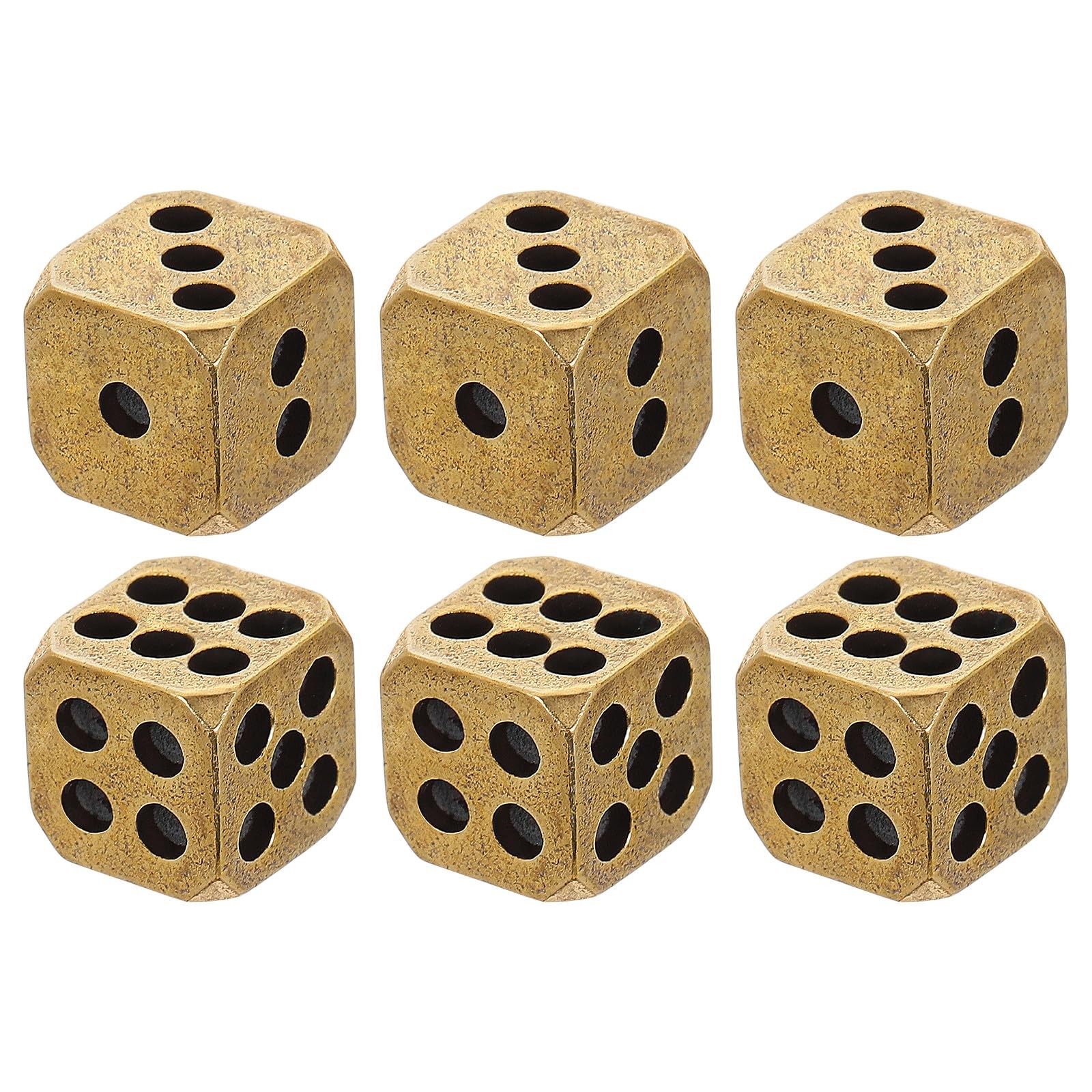 6 Pcs Brass Dice Set Solid Metal 6 Sided Dice for Gaming Board Games Role Playin